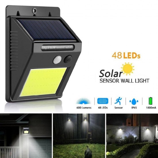 Aydınlatma için Güneş Enerji Şarjlı Solar 48 Led Işık Sensörlü Bahçe Duvar Lambası
