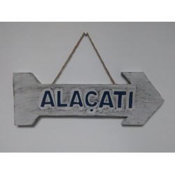 Hediye için Alaçatı Hatırası El Yapımı Ahşap Duvar Tabelası Masaüstü Dekor
