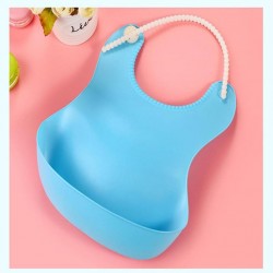 Bebek İçin Dökülme Koruyucu Silikon MAVİ Mama Önlüğü